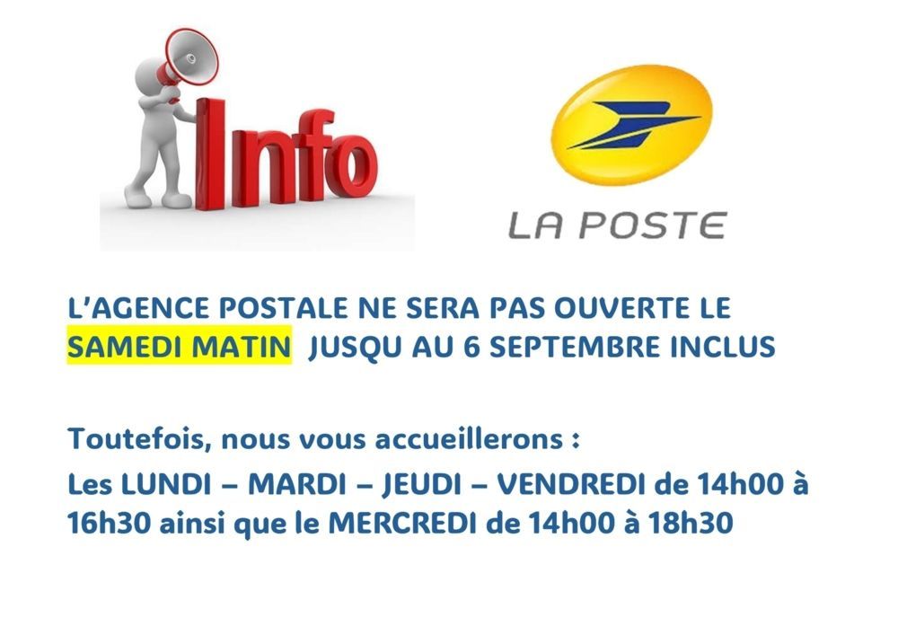 Fermeture exceptionnelle la poste le samedi