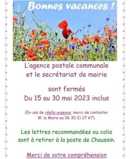 Fermeture de l'agence postale et du secrétariat de mairie 